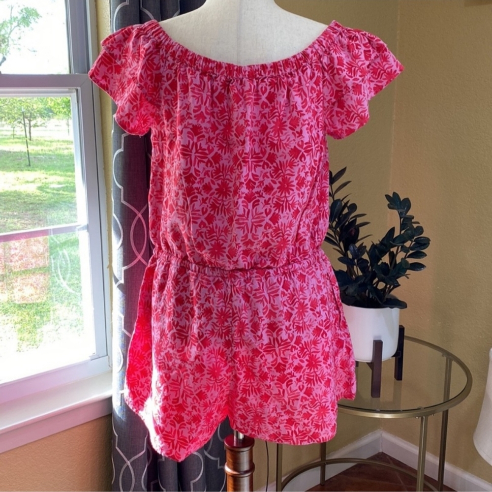 Vineyard Vines Tile Otoni Off-The-Shoulder Linen Romper -S